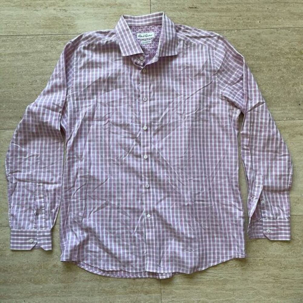 Robert Graham Shirt Mens 46 18 Large Pink Checkered Button Up